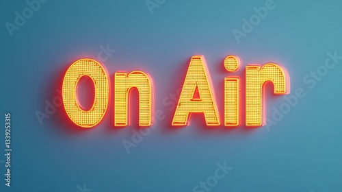 Bright neon sign reading On Air, vibrant orange text on a cool blue background, ideal for broadcasting or streaming themes.