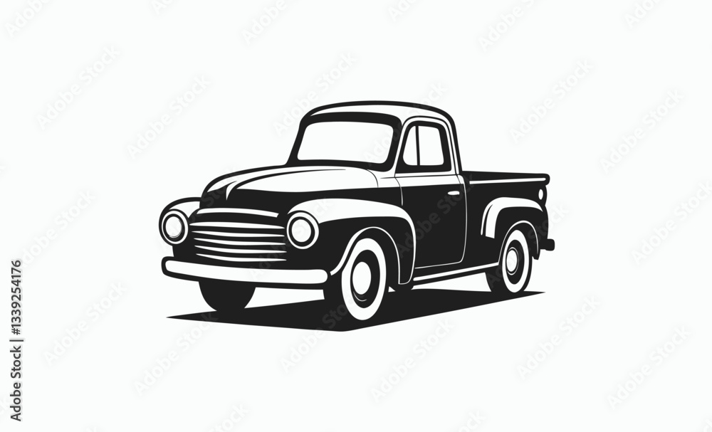 Pickup truck icon, car silhouette vector illustration Pickup truck icon, car silhouette vector illustration