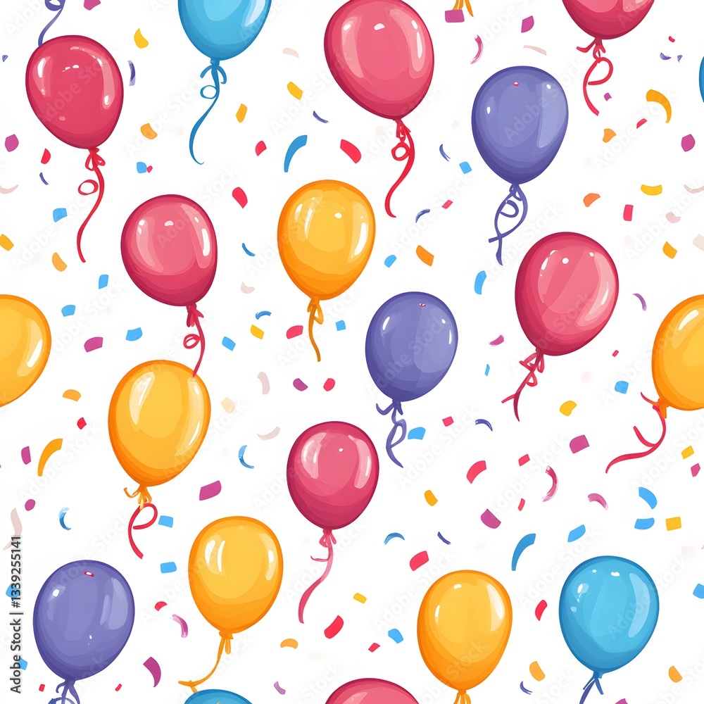 Colorful Pixel Art Balloons and Confetti Seamless Pattern Colorful Pixel Art Balloons and Confetti Seamless Pattern