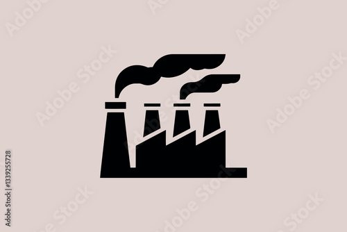 Factory icon with smoke coming out of chimneys