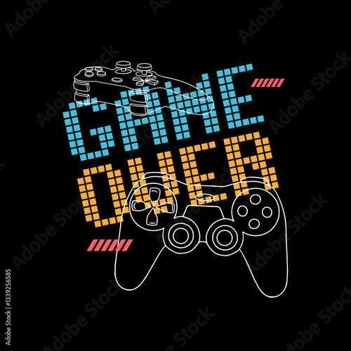 Game Over Video game joystick vector graphic design