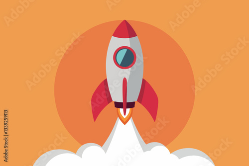 Rocket taking off, business and startup concept
