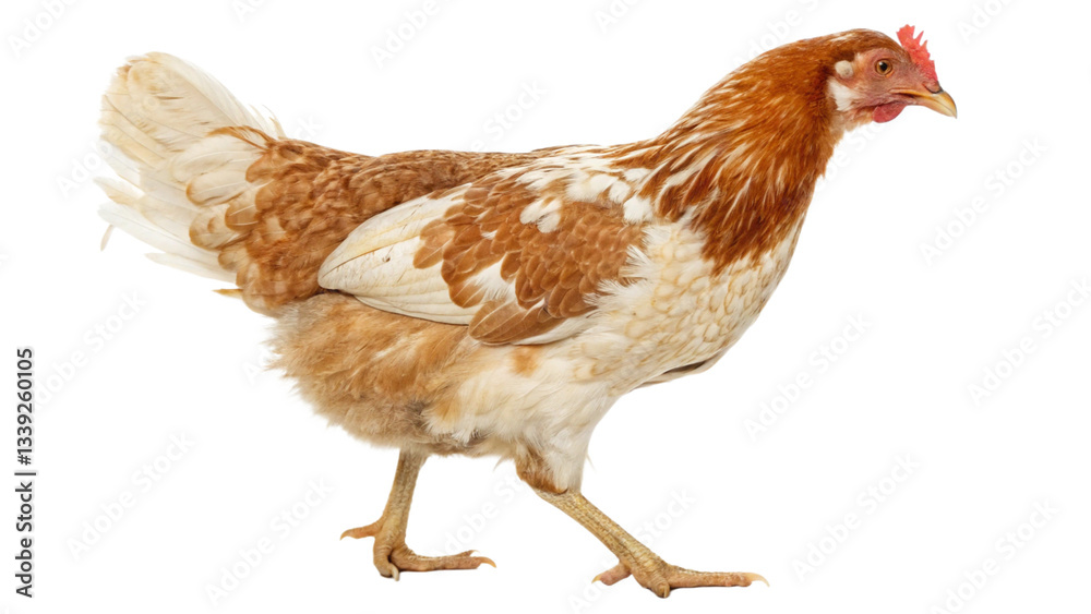 Fototapeta premium Full body chicken hen standing isolated transparent background