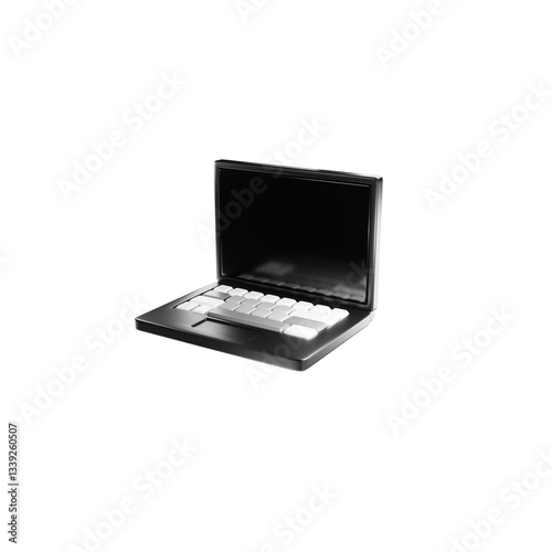 3d render illustration of a black modern laptop