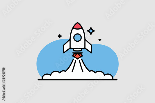 Rocket taking off, business and startup concept