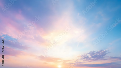 Sky Serenade: A mesmerizing dance of light and color unfolds in the sky, with hues of blue, pink, and yellow blending seamlessly as the sun sets or rises, creating a serene and captivating atmosphere.