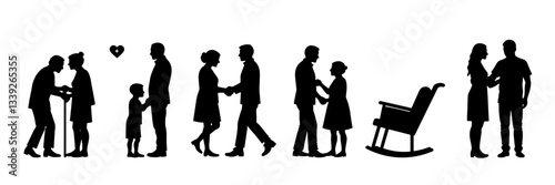 Older Adults & Senior Living Silhouette Icon Set