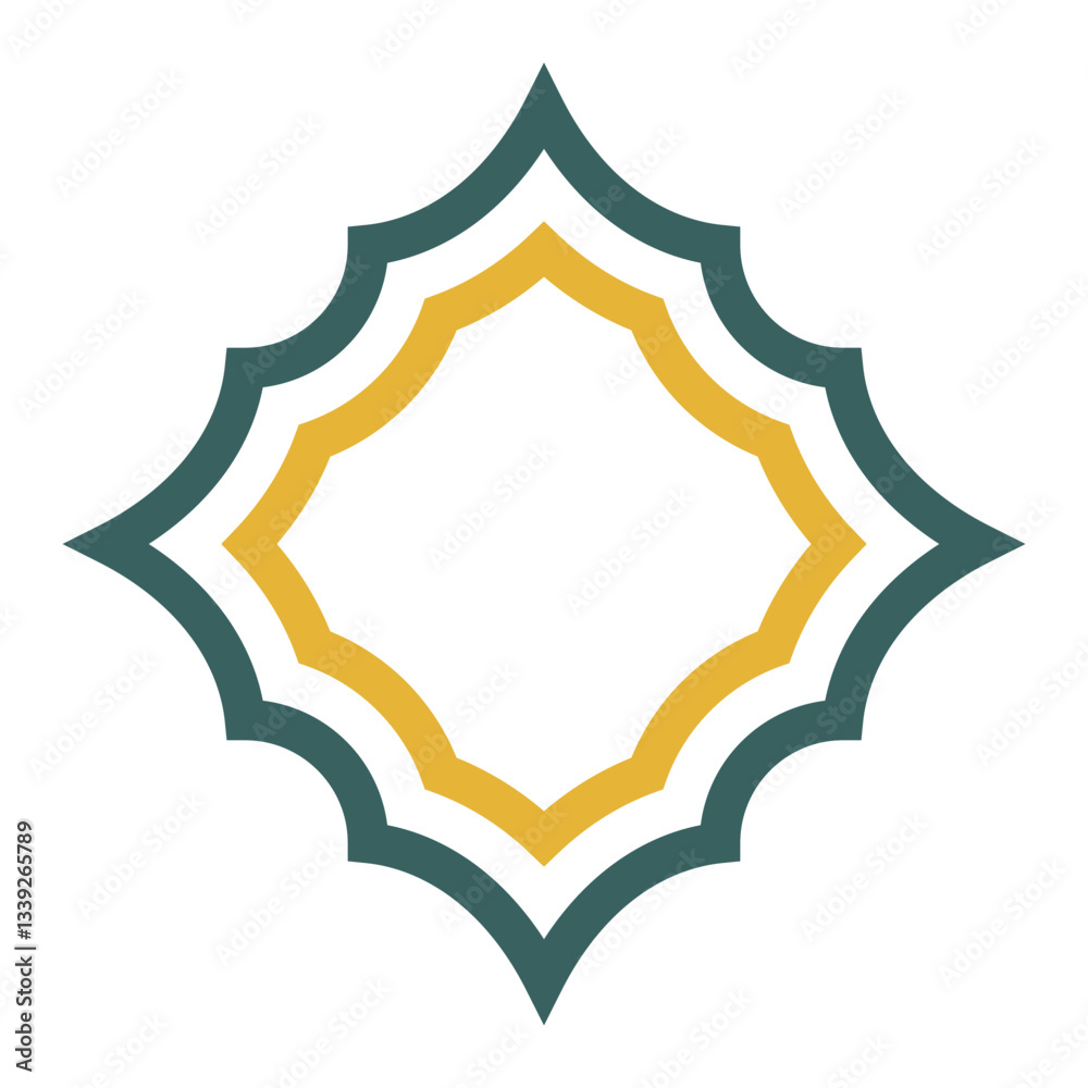 Islamic geometric shapes and ornamental frame icon line Islamic geometric shapes and ornamental frame icon line