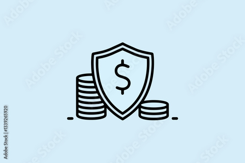 Dollar sign inside a shield, financial security concept