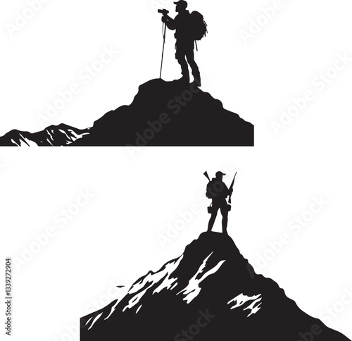 Hunter Mountain Climber silhouette vector