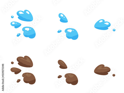 かわいい水飛沫と飛んだ土のイラスト素材