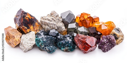 conflict minerals on white background, rare earth elements deal, highlighting their economic and technological significance.