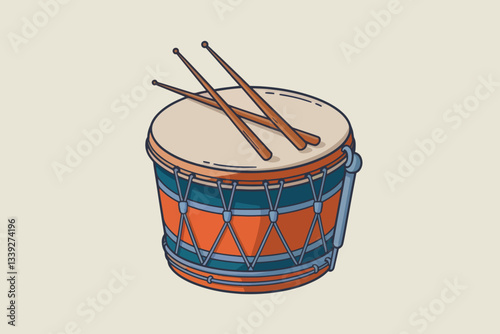 Samba drum with drumsticks
