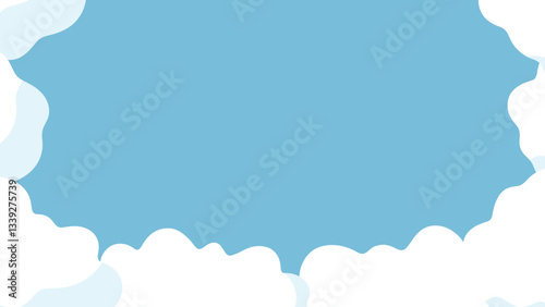 Frame of white clouds with blue backgound