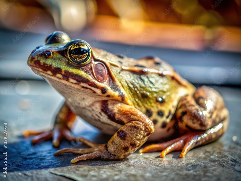 Fototapeta premium Minimalist Photography: European Common Frog - Rana temporaria - Amphibian Portrait