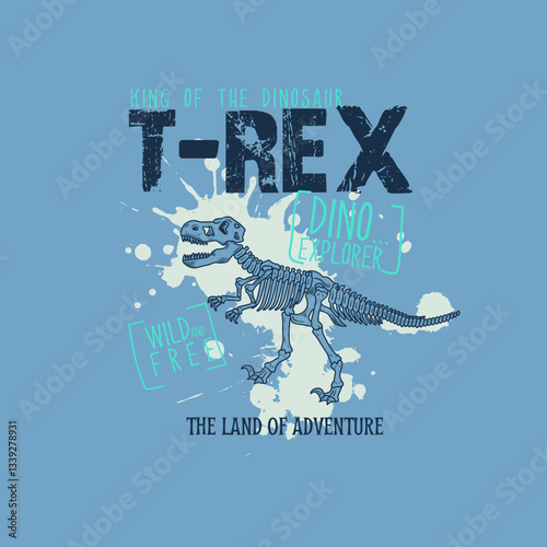 T Rex Dinosaur Vector illustration grunge splatter dino graphic