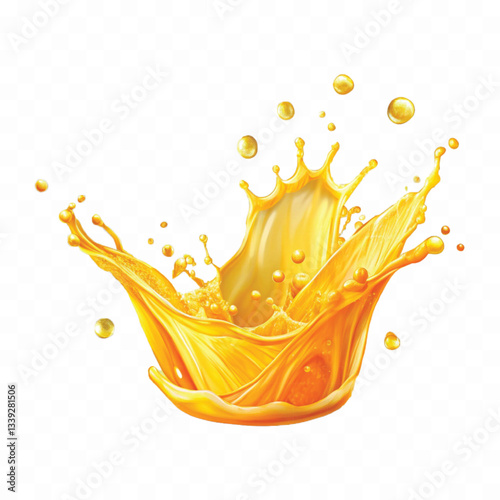 realistic 3d splash of mango or orange juice isolated on white background