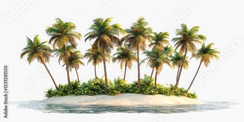 Tropical Island Paradise with Lush Palm Trees and Serenity