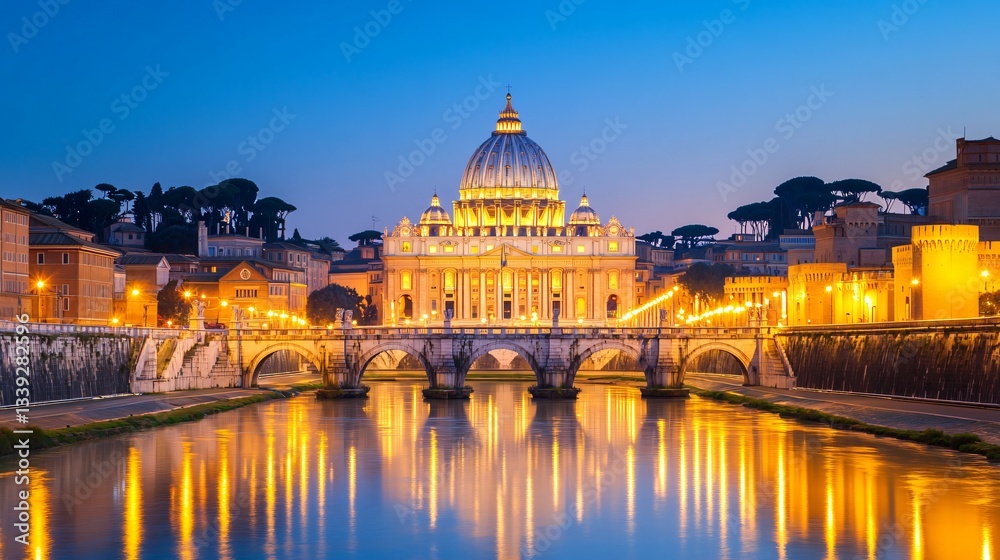 Scenic riverside view, illuminated historic building reflecting on water at dusk, tranquil atmosphere, perfect for relaxation. Scenic riverside view, illuminated historic building reflecting on water at dusk, tranquil atmosphere, perfect for relaxation.