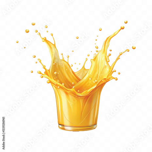 realistic 3d splash of mango or orange juice isolated on white background