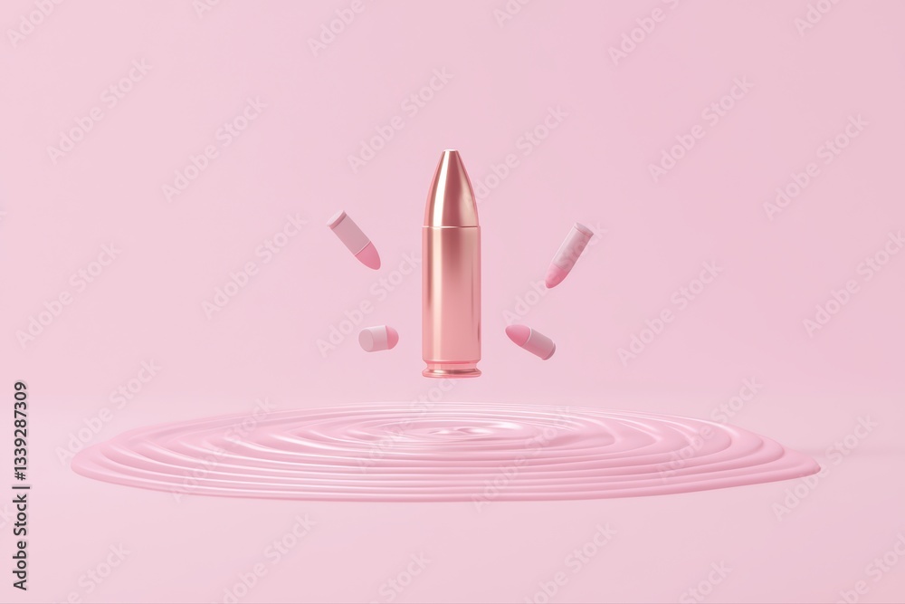 Conceptual Image of a Bullet Impacting a Surface with Visual Ripples in a Minimalistic Setting Conceptual Image of a Bullet Impacting a Surface with Visual Ripples in a Minimalistic Setting