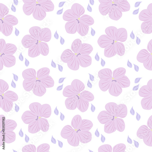 Delicate seamless pattern of flowers. Soft, light, pastel colors. Vector flat illustration for wallpaper, clothes, packaging