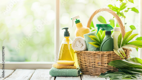 basket with cleaning products