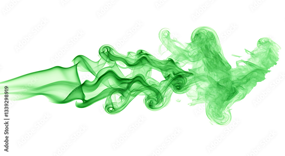 green smoke on white background