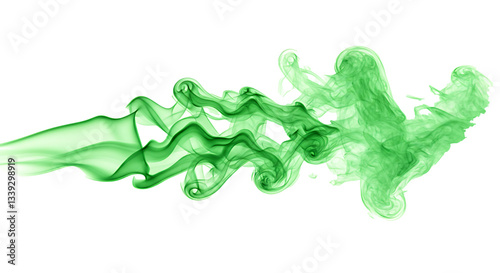 green smoke on white background