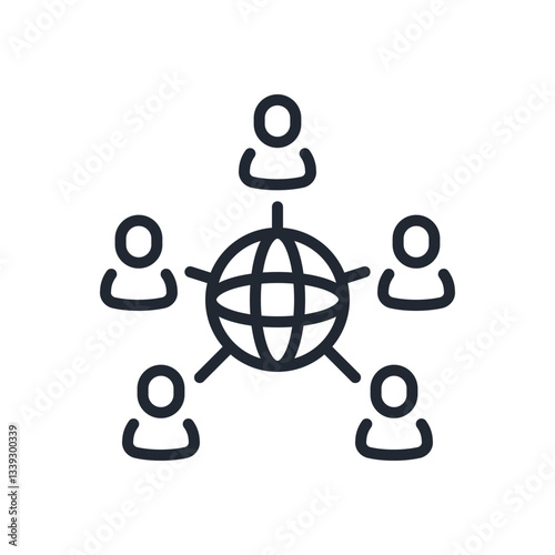 Network editable stroke outline icon isolated on white background flat vector illustration. Pixel perfect. 64 x 64.