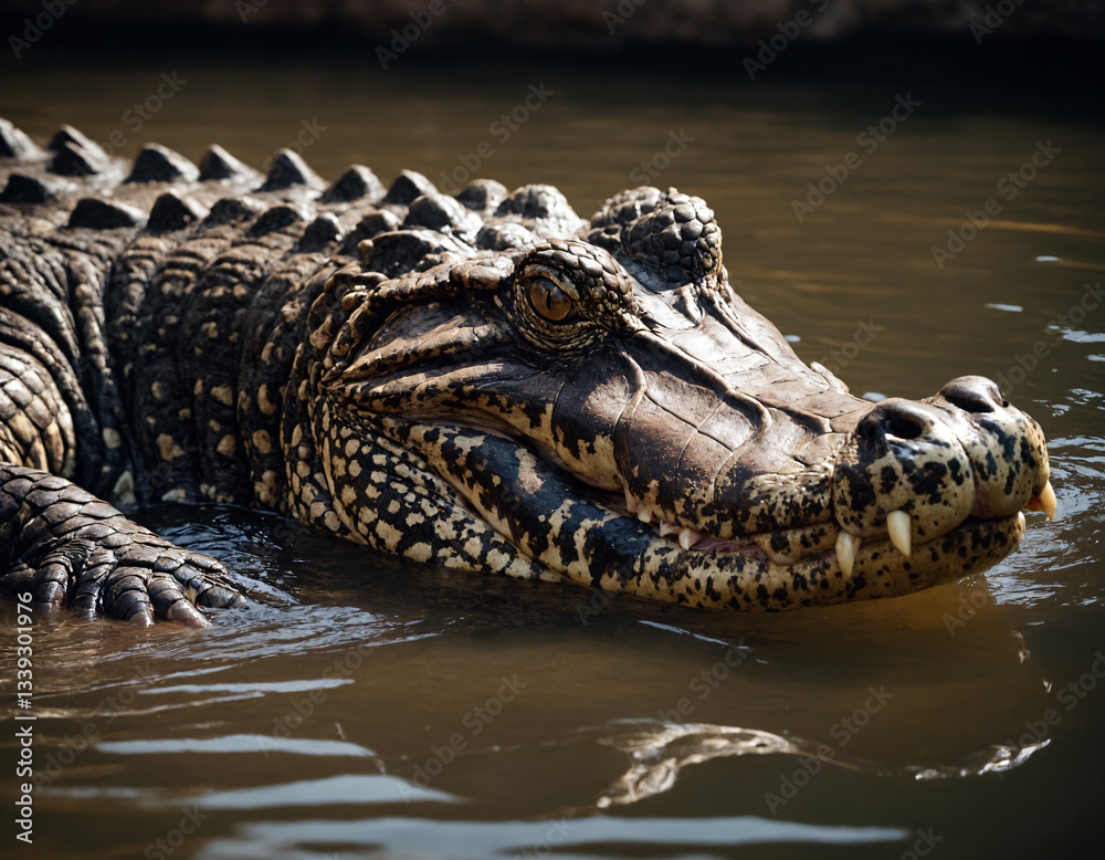 Obraz premium .The crocodile looks out of the water waiting for the victim.