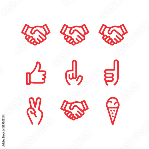 Icons representing agreement, success, and celebration.