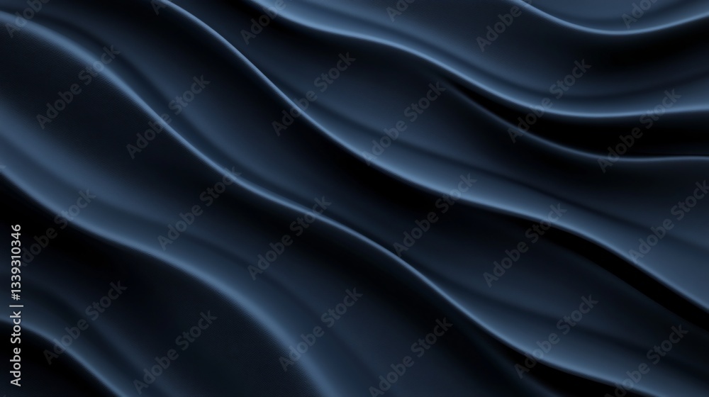 Fototapeta premium Elegant abstract waves in deep blue tones, smooth texture creating a calming effect, perfect for backgrounds or designs.