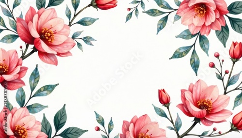 Intricate watercolor floral pattern, soft hues, surface pattern, bloom
