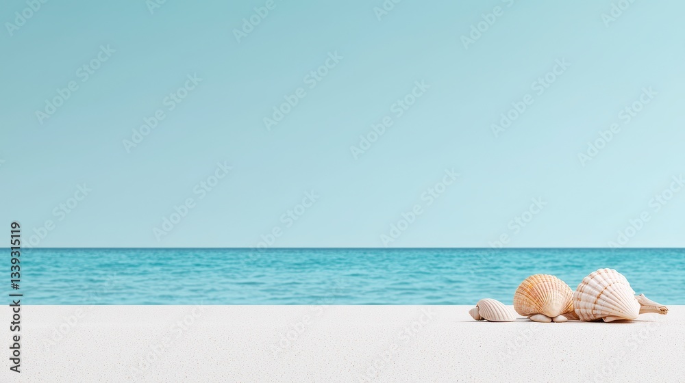 Obraz premium Seashells on Beach Serenity