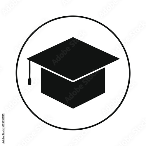 vector silhouette icon of a square academic cap, 