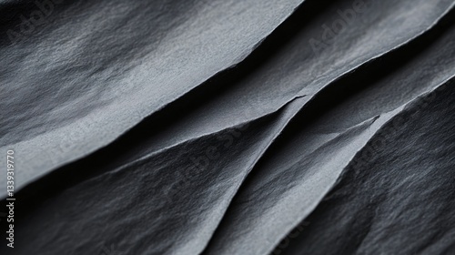 Flowing dark fabric, smooth texture with soft waves, ideal for fashion or interior design projects, offers elegant backdrop.