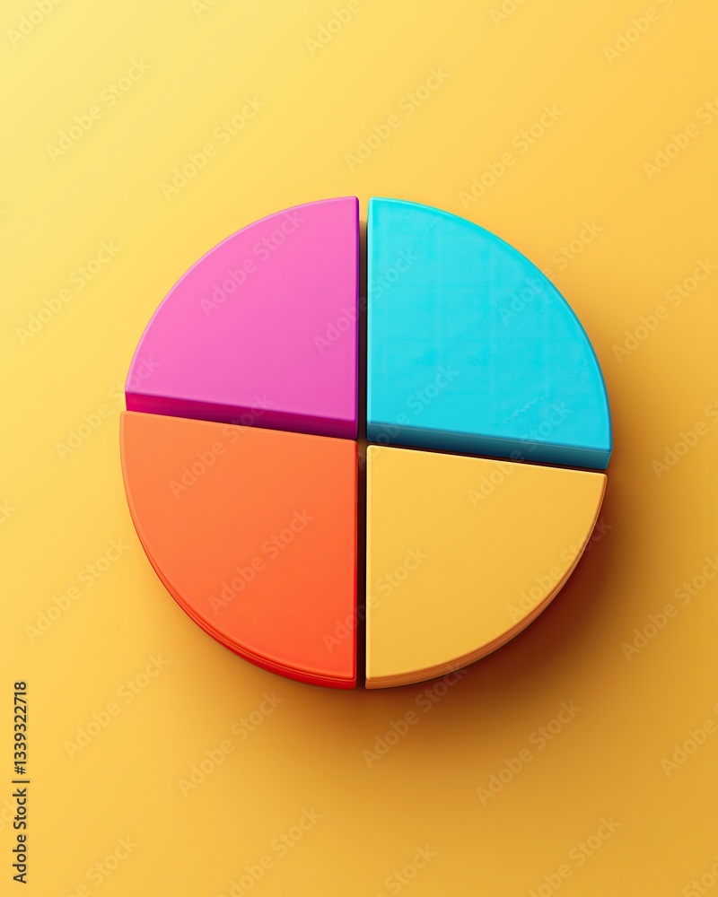 Obraz premium Colorful pie chart 2D flat art business strategy on pastel background