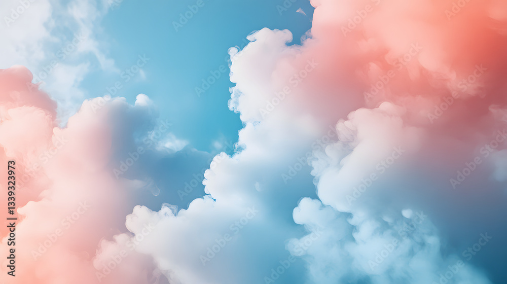 Fototapeta premium Colorful clouds in blue and pink sky at sunset or sunrise