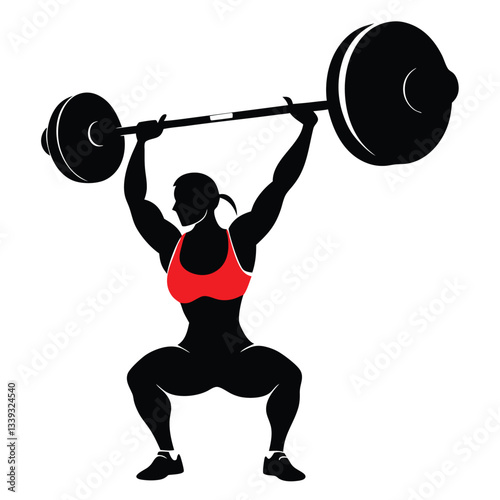 vector silhouette of a weight lifter woman 