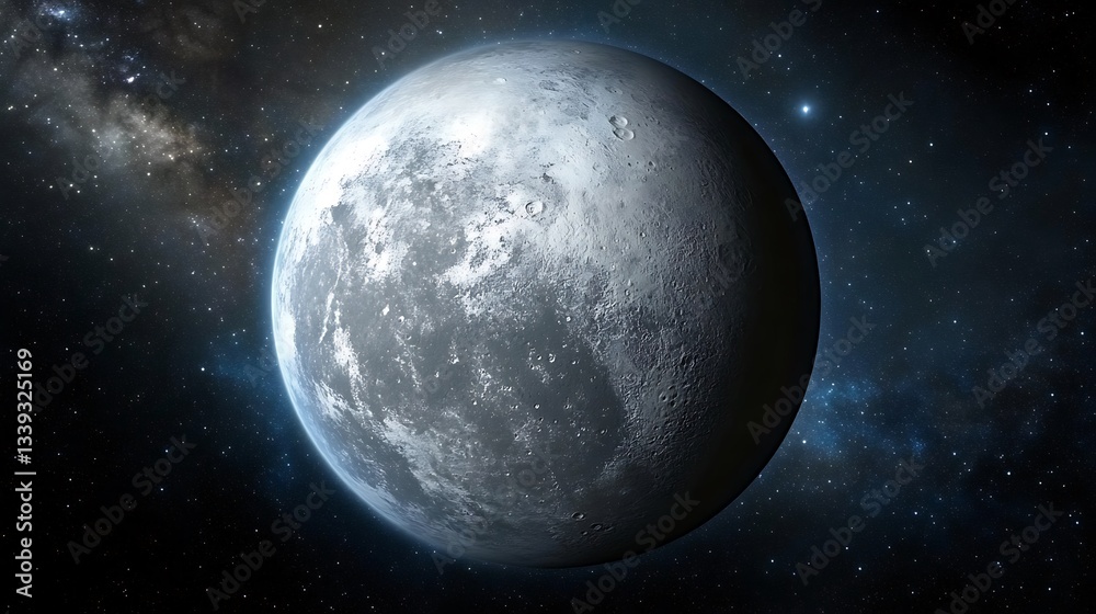 Obraz premium A Detailed Depiction of a Rocky Planet in Deep Space