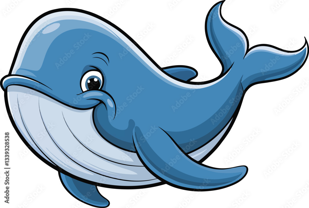 Fototapeta premium Cute Blue Whale Vector Illustration