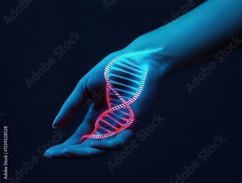 Elegant biotechinspired tattoo glowing softly on human skin, integrating DNA patterns, Biotechnology Minimalist, bioaugmentation