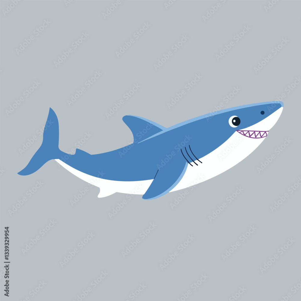 Obraz premium Cute Blue Whale Vector Illustration