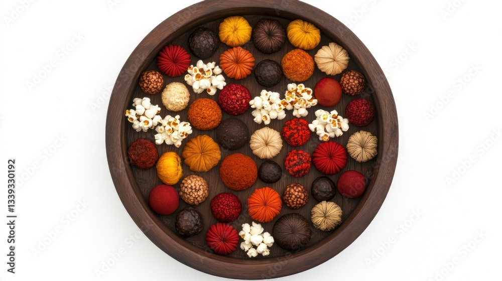 Autumnal Arrangement: A Symphony of Colors and Textures in a Wooden Bowl Autumnal Arrangement: A Symphony of Colors and Textures in a Wooden Bowl
