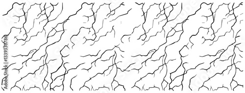 lightning vein pattern with abstract branching lines in black and white vector
