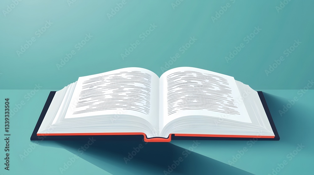 Fototapeta premium Open Book Illustration, Education Knowledge Concept