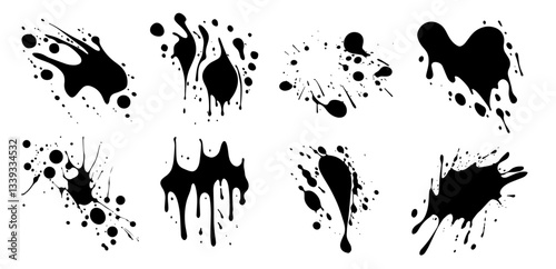 splatter silhouettes various drip shapes for laser cutting and engraving monochrome vector