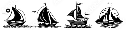 sailboat tattoo collection black and white nautical hand drawn vector illustrations