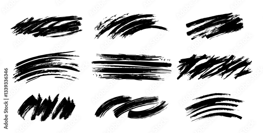 grunge brush stroke collection with rough hand drawn ink textures vector grunge brush stroke collection with rough hand drawn ink textures vector